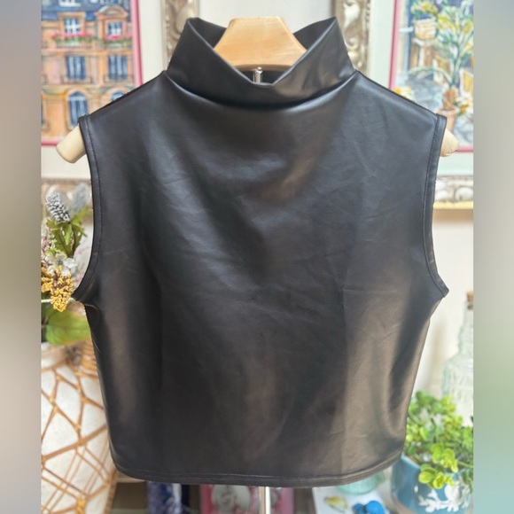 ZELIE FOR SHE For Norstram Black Faux Leather Sleeveless Crop Tank Top Sz 1X NWT - Picture 2 of 7